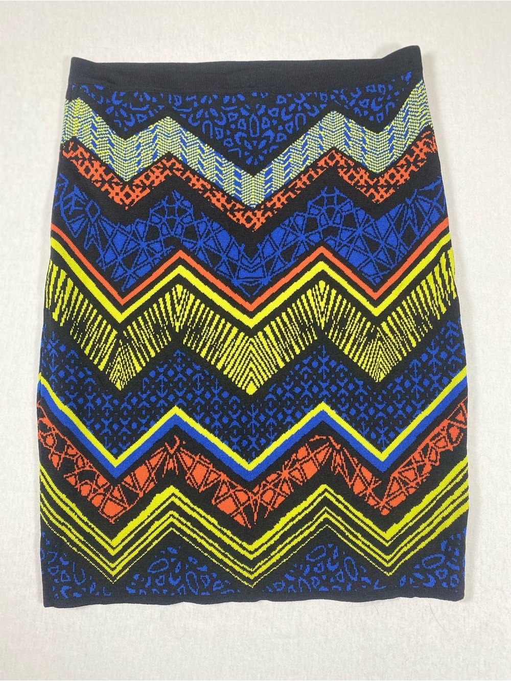 Jealous Tomato Colorful Geometric Tribal Chevron Knit Pencil Skirt M